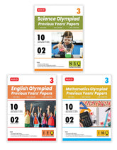 IMO-NSO-IEO Class-3 Olympiad Previous Years Papers (2024-2020) Set A and B) Mathematics, Science and English Combo Pack book by MTG Learning